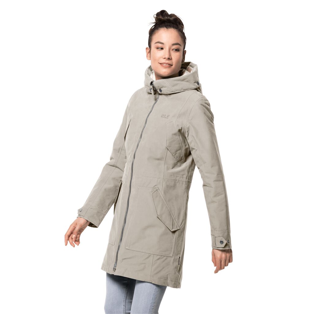 Jack Wolfskin ROCKY POINT Női Vízálló Kabát Szürke - HQNRKD-390